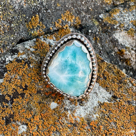 Freeform Larimar Ring Size 9