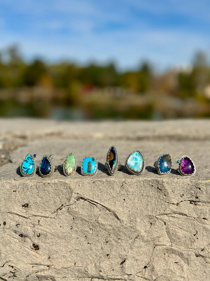 Freeform Larimar Ring Size 9