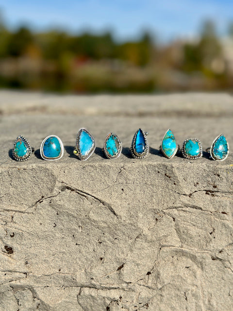 Azurite Shattuckite Ring Size 7.75