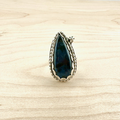 Teardrop Labradorite Blue Flash Ring Size 6.5