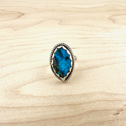 Diamond Morenci Turquoise Beaded Ring Size 6.75