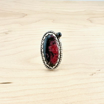 Oval Rhodonite Beaded Ring Size 11