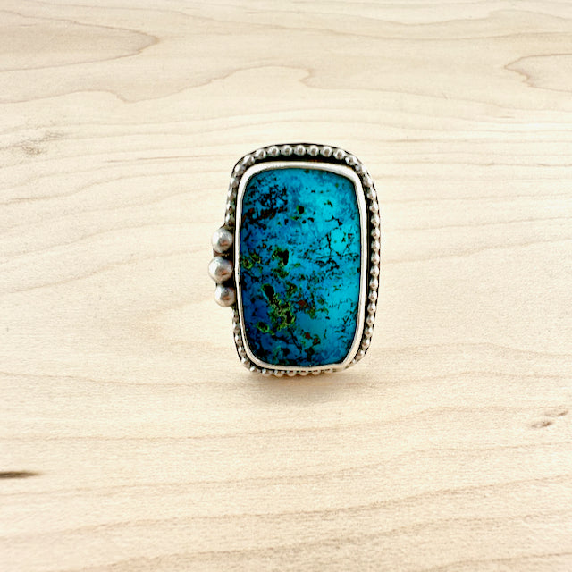 Large Rectangle Chrysocolla Ring Size 11