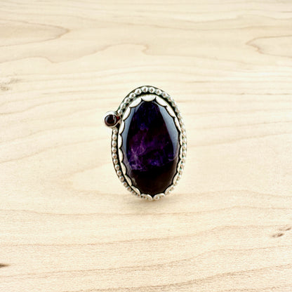 Large Oval Amethyst & Garnet Ring Size 9