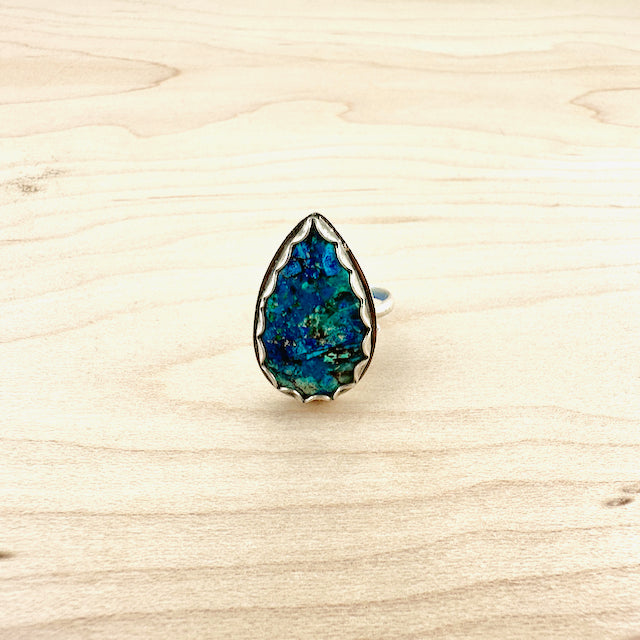 Azurite Shattuckite Ring Size 7.75