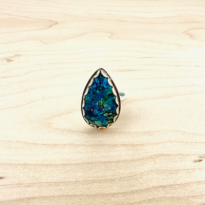 Azurite Shattuckite Ring Size 7.75