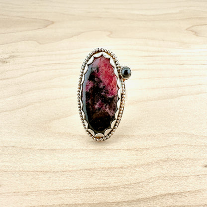 Oval Rhodonite Beaded Ring Size 7.25