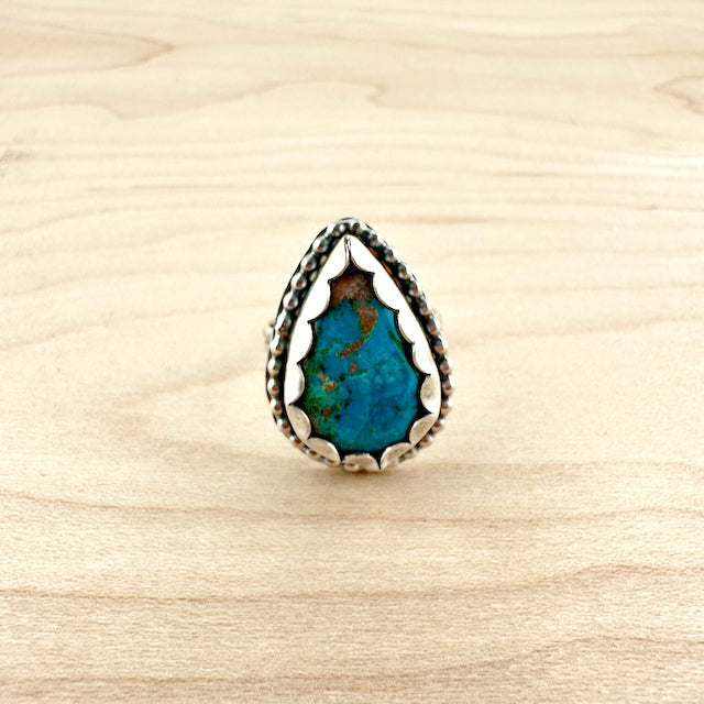 Teardrop Turquoise Beaded Ring Size 6.25