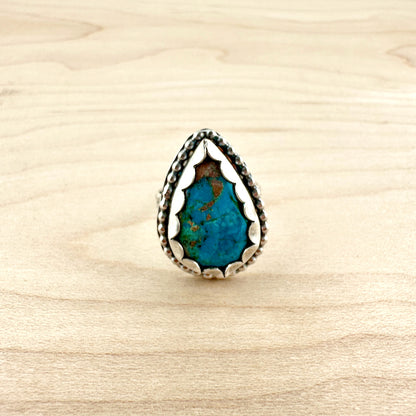 Teardrop Turquoise Beaded Ring Size 6.25