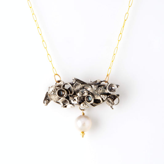 Kasumi Style Pearl Amulet 14K Gold Filled Warrior Necklace