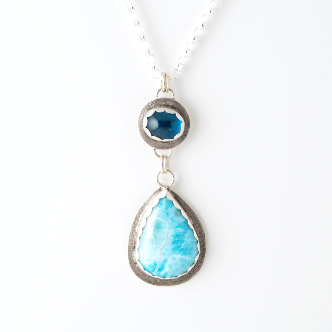 Ocean Nymph Larimar & Kyanite Pendant Necklace