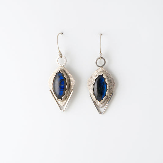 Labradorite Diamond Delta Earrings