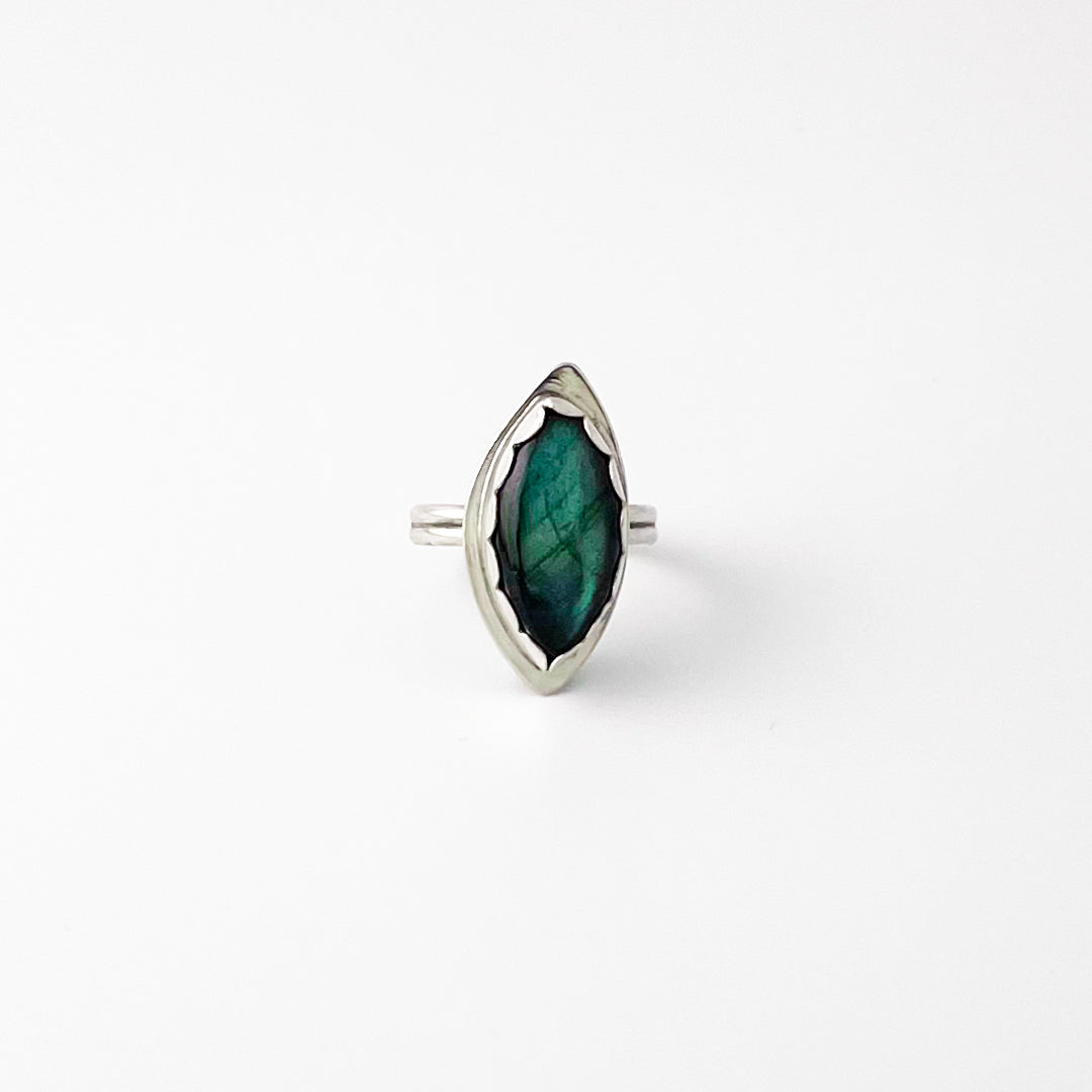 Diamond Labradorite Blue Flash Ring