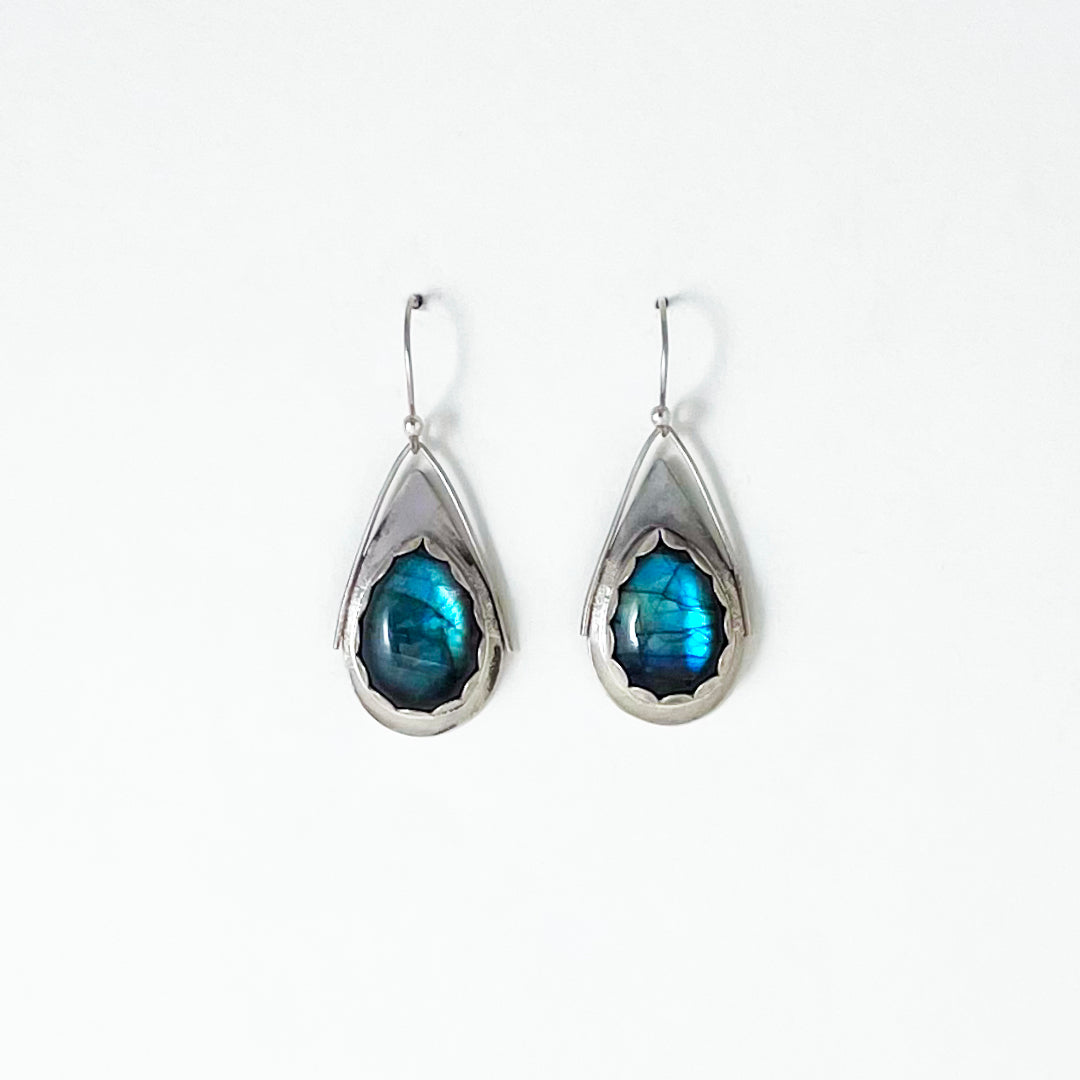 Labradorite Oval Medium Wing Earrings