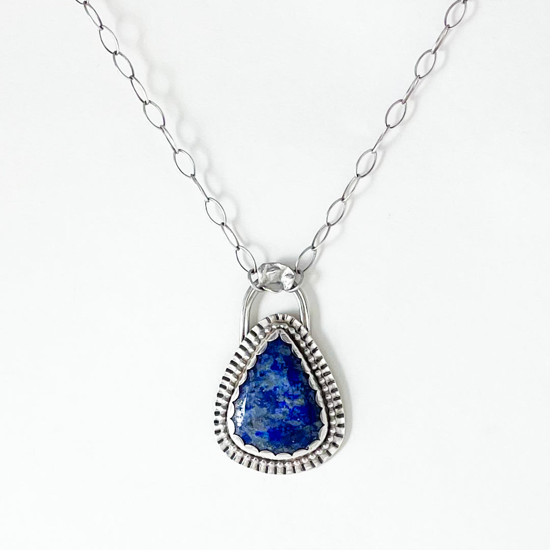 Lapis Lazuli Large Teardrop Pendant Necklace