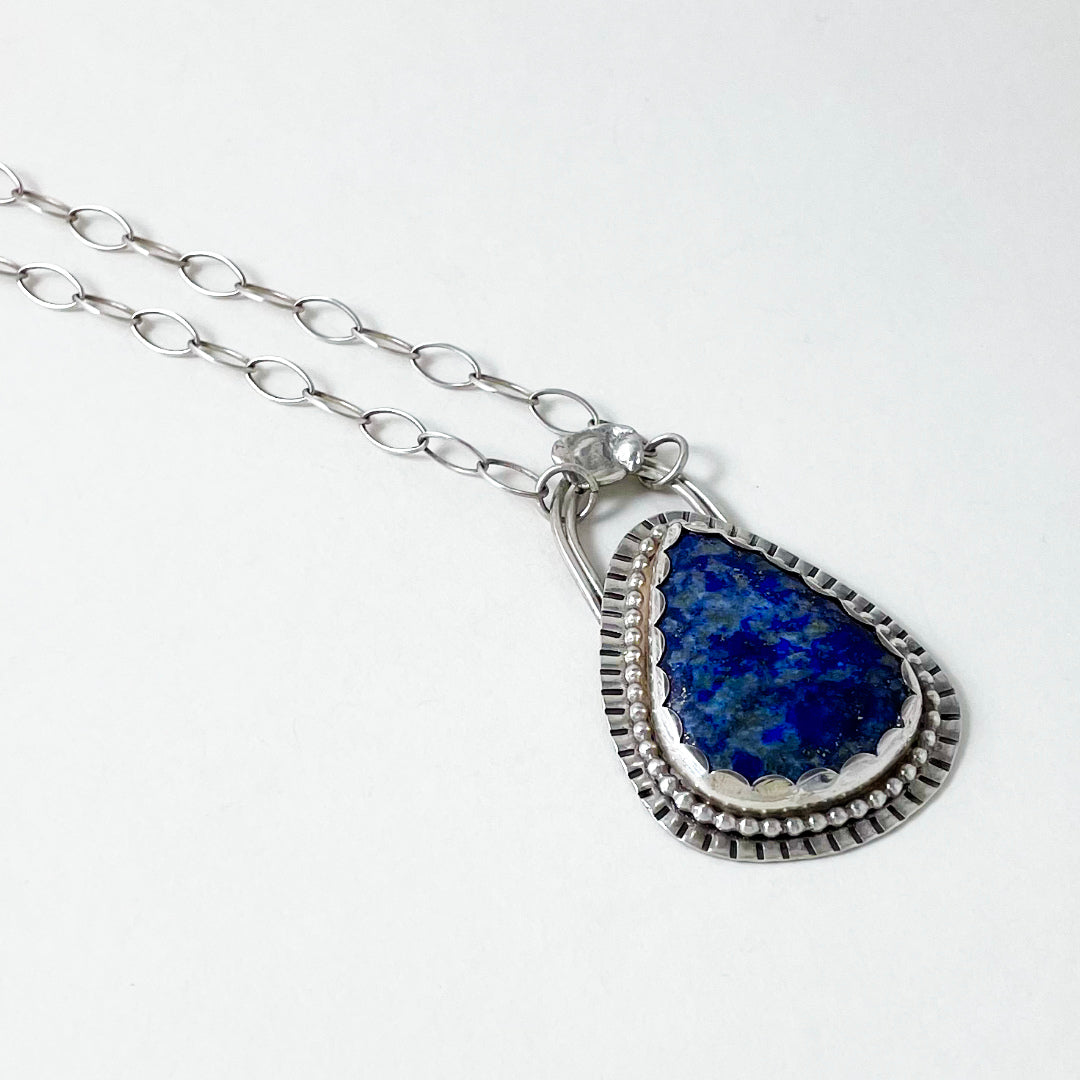 Lapis Lazuli Large Teardrop Pendant Necklace