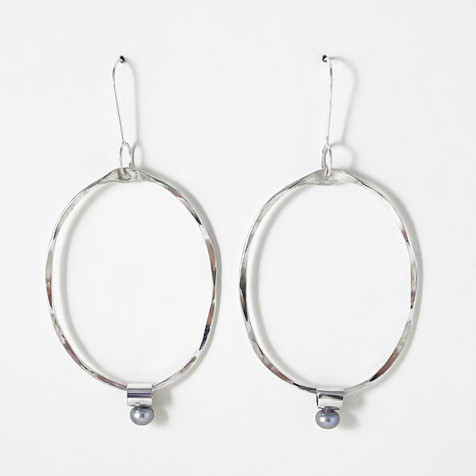 Aphrodite Textured Hoops with Pearl