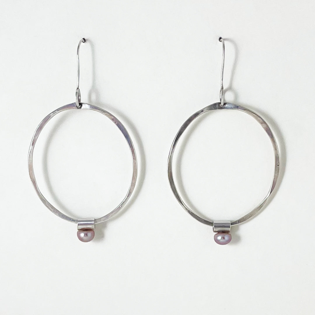 Aphrodite Textured Hoops with Pearl