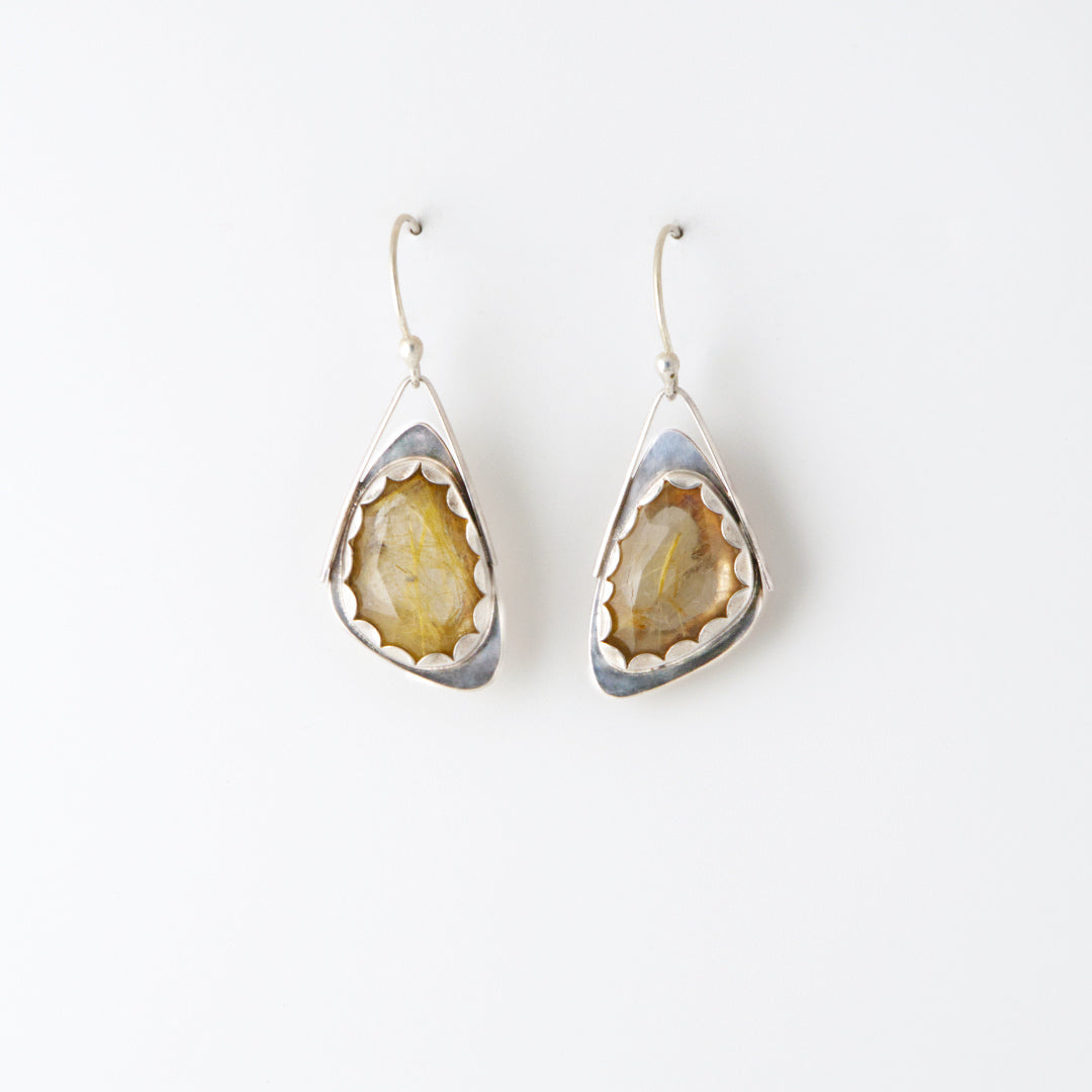 Golden Rutilated Quartz Medium Wing Earrings