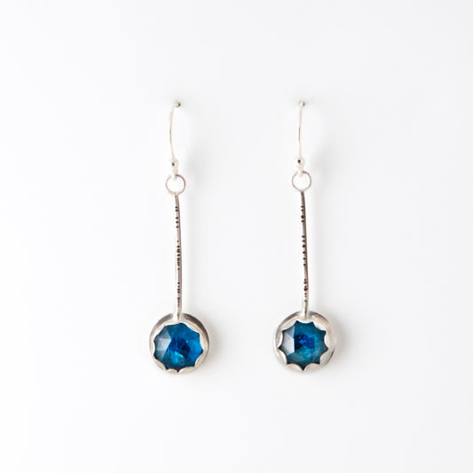 Small Rosecut Neon Apatite Pendulum Earrings