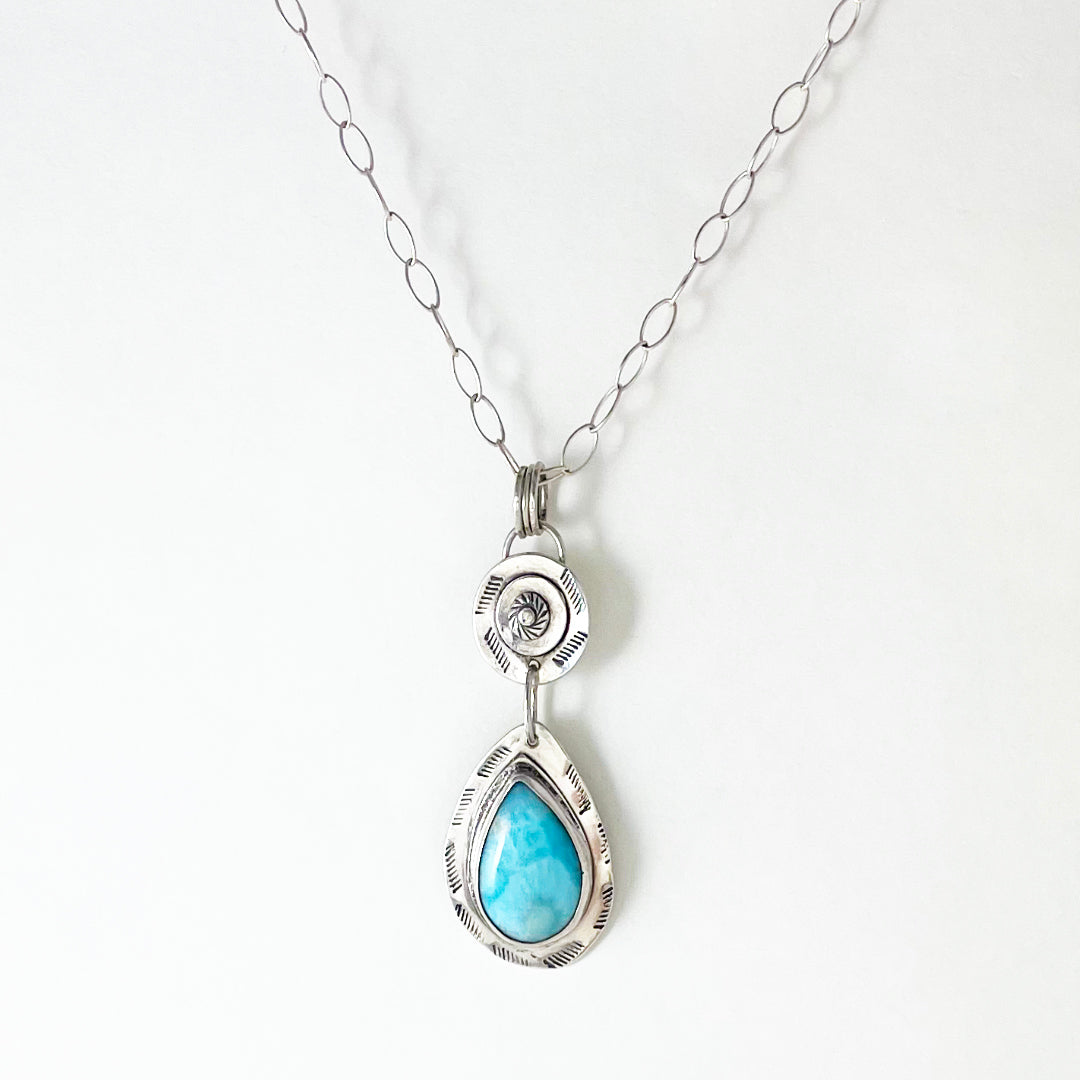 Ocean Teardrop Larimar Pendant Necklace