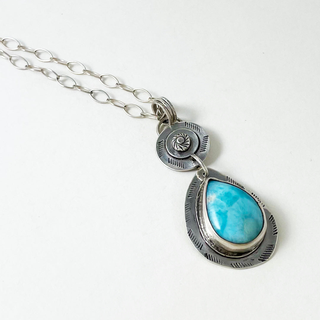 Ocean Teardrop Larimar Pendant Necklace