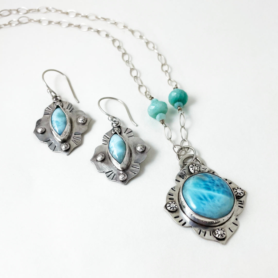 Ocean Moon Larimar Earrings