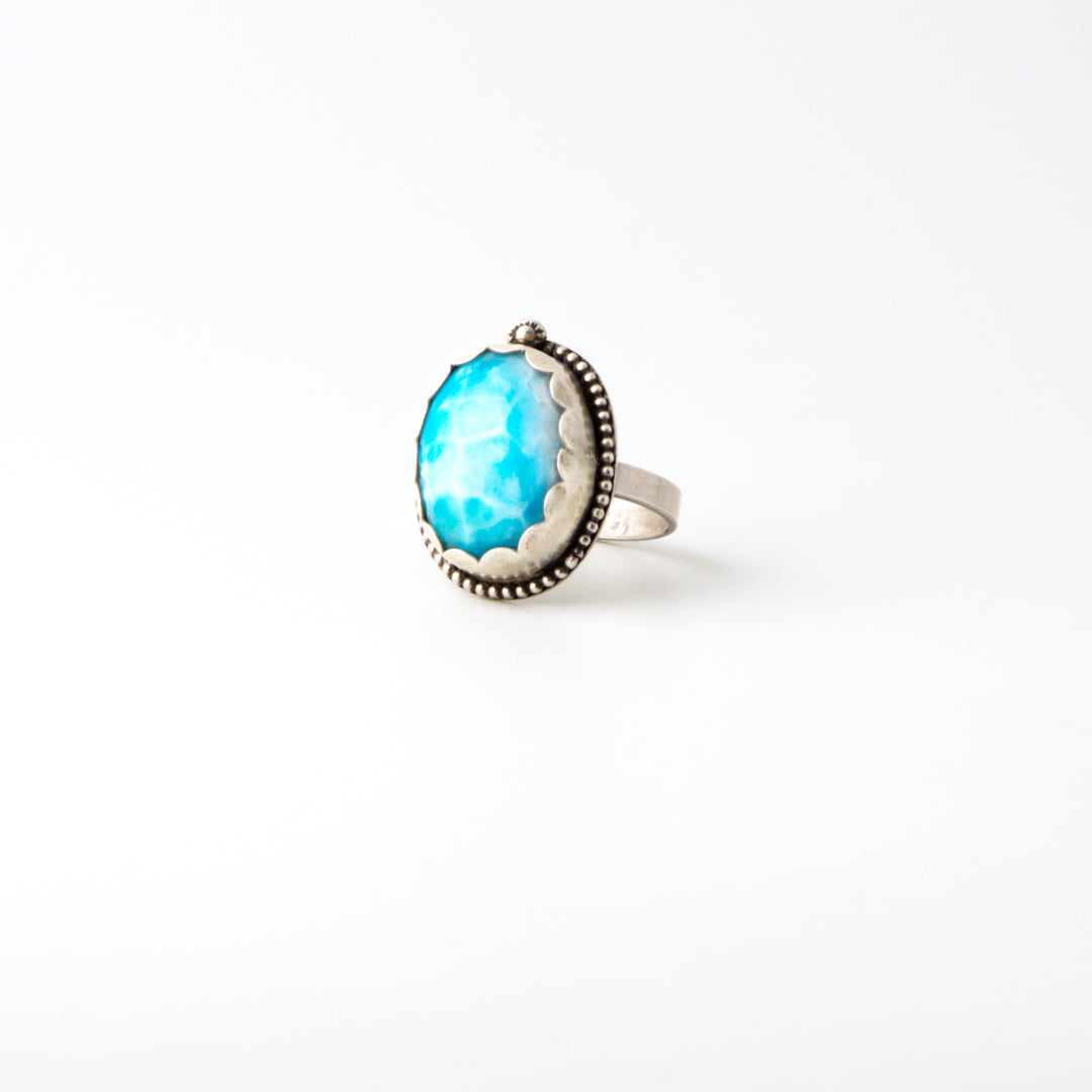 Larimar Oval Beaded Decorative Ring