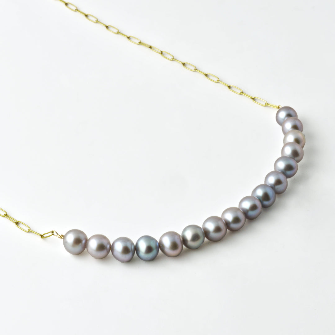 Grey Fresh Water Pearl Bar 14/20 Gold Filled Necklace