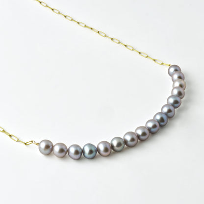 Grey Fresh Water Pearl Bar 14/20 Gold Filled Necklace