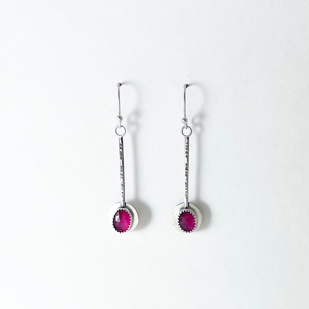 Small Rosecut Pink Sapphire Pendulum Earrings