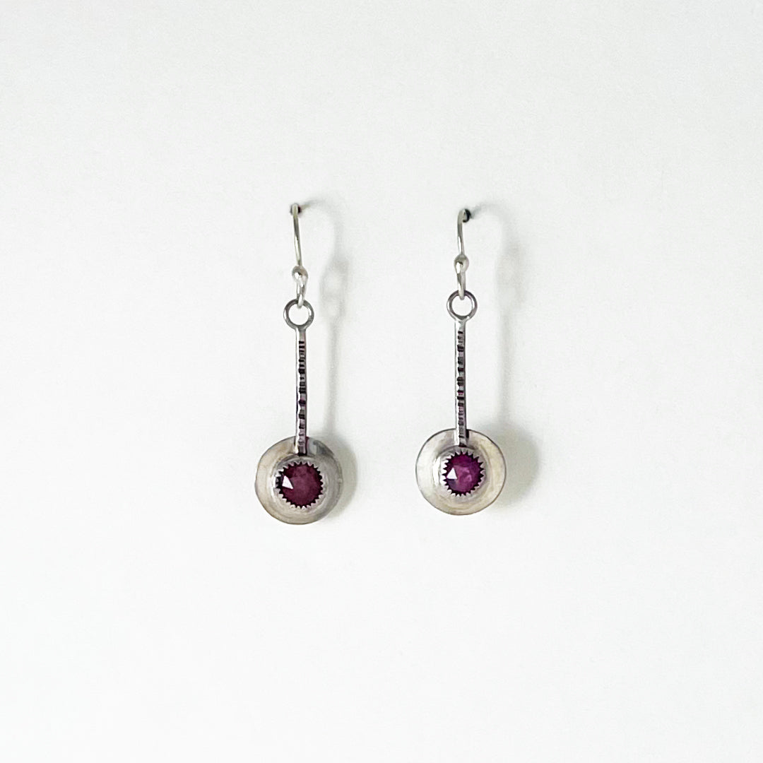 Small Rosecut Ruby Pendulum Earrings - #2