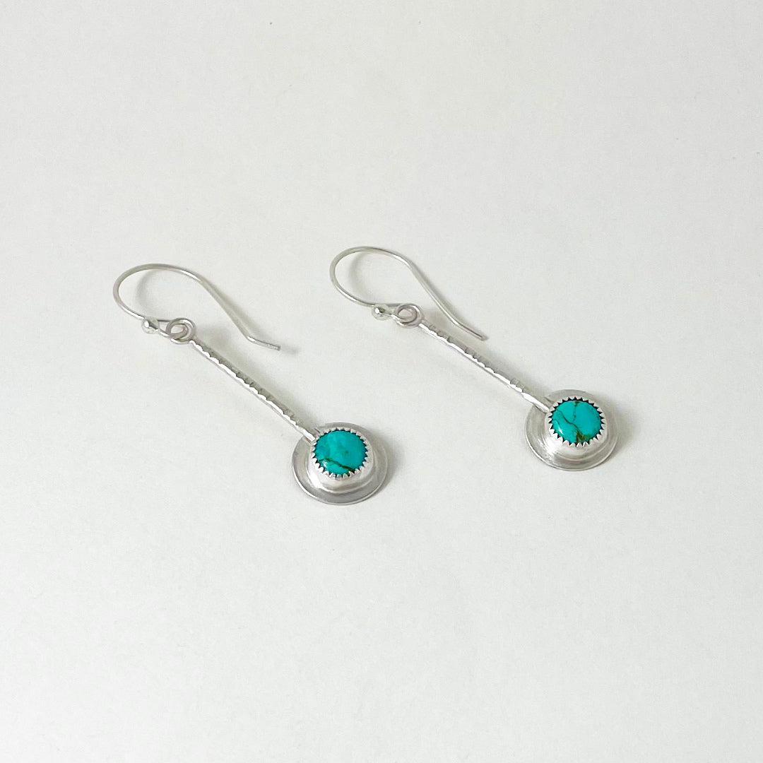 Small Round Turquoise Pendulum Earrings