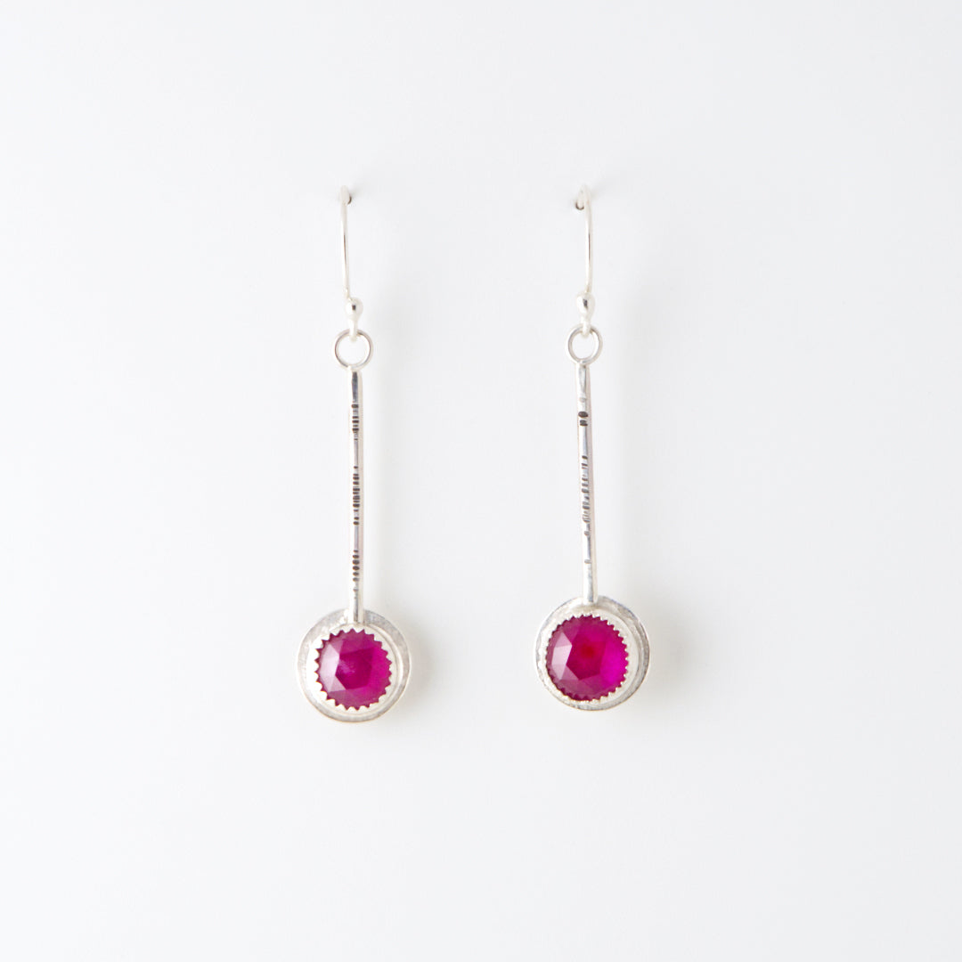 Small Rosecut Pink Sapphire Pendulum Earrings