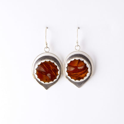 Mookaite Jasper Round Textured Earrings