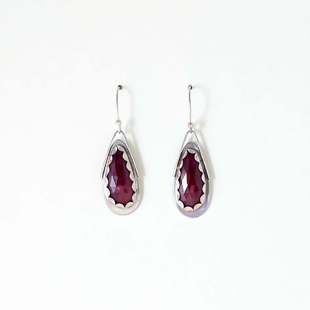 Ruby Rosecut Teardrop Wing Earrings