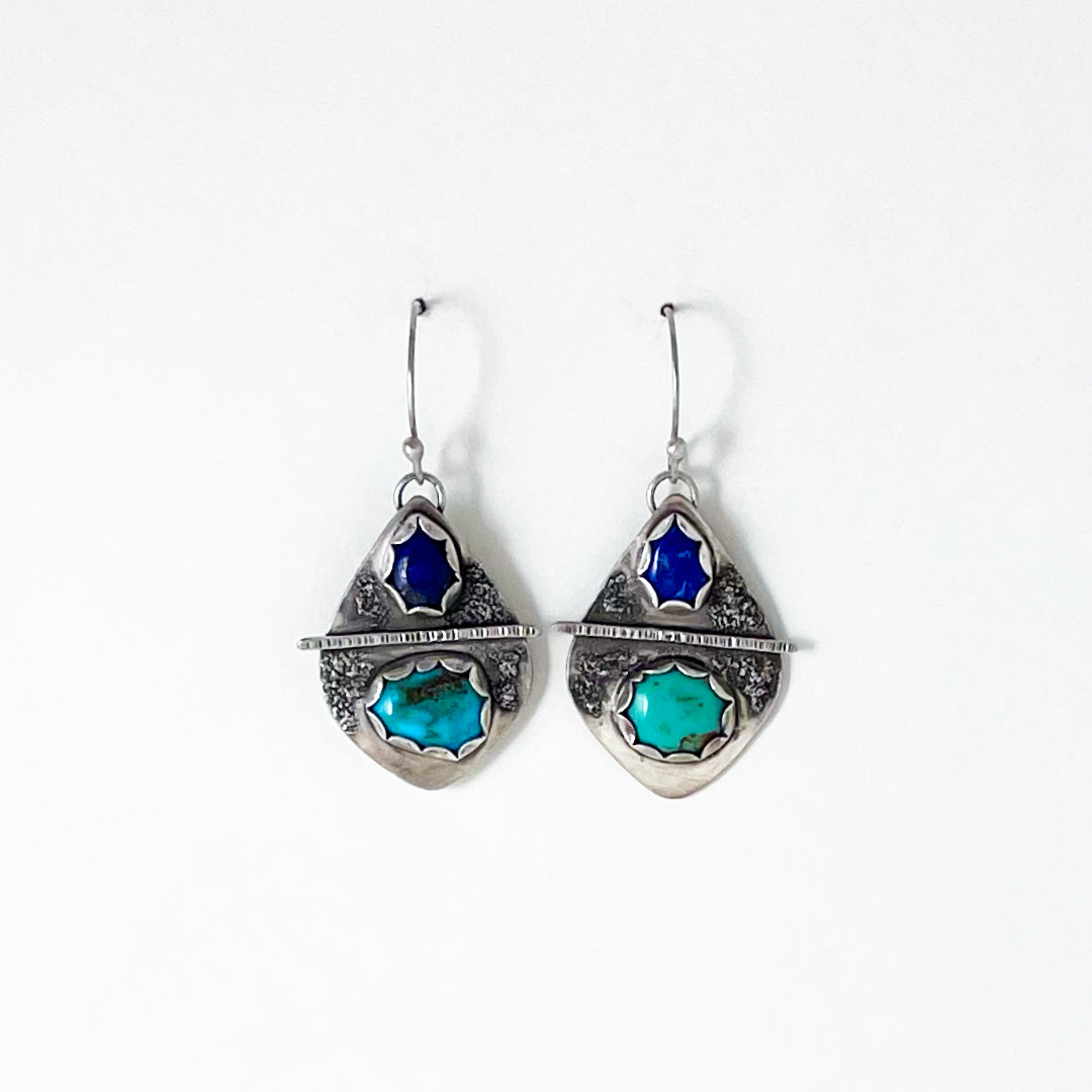 Turquoise & Lapis Shooting Arrow Earrings