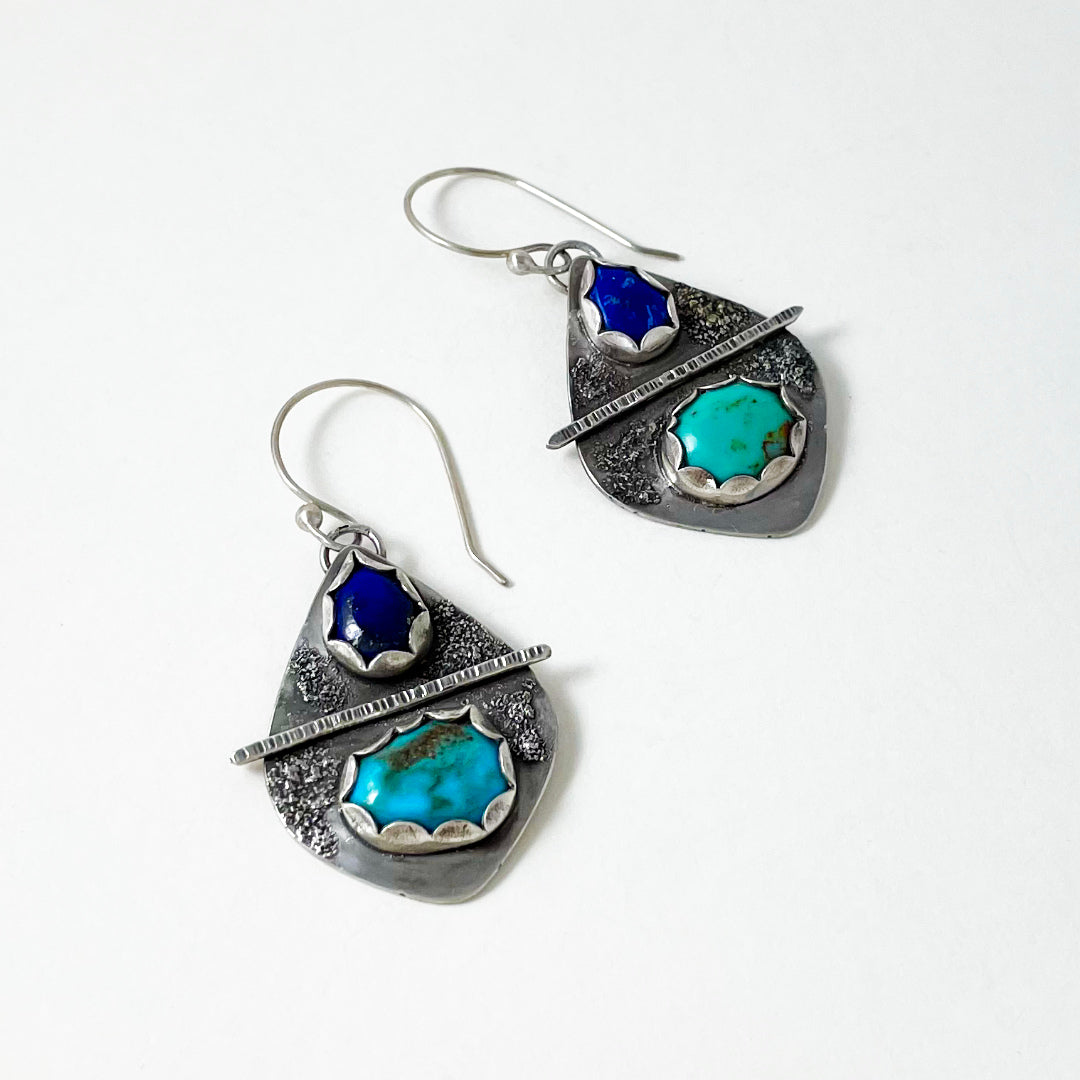 Turquoise & Lapis Shooting Arrow Earrings