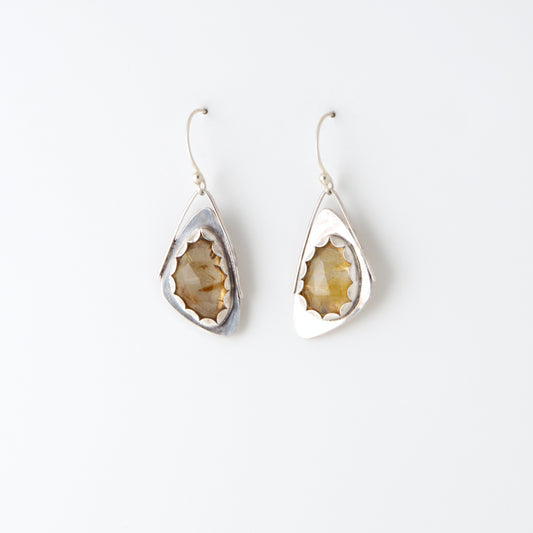 Golden Rutilated Quartz Small Wing Earrings