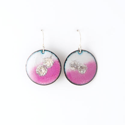 Sterling Splash Round Enameled Earrings