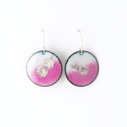 Sterling Splash Round Enameled Earrings