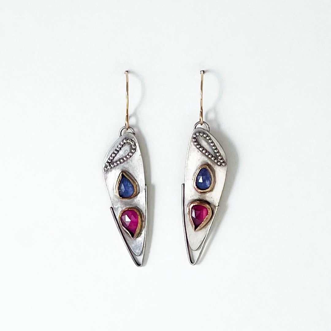 Tanzanite, Pink Sapphire Athena Earrings