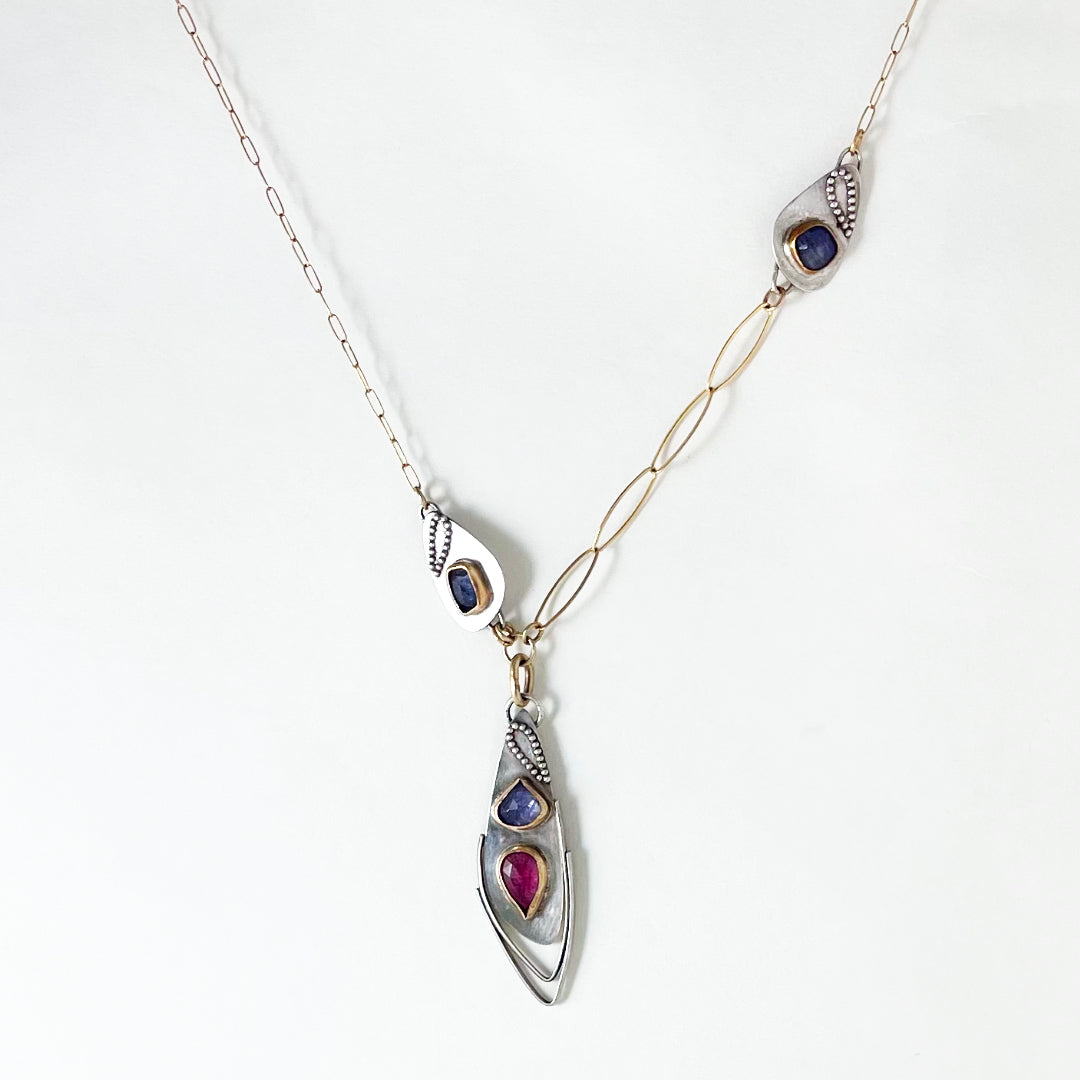 Athena Tanzanite and Pink Sapphire Necklace & Earrings