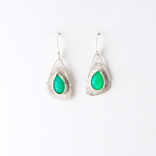 Teardrop Chrysoprase Wing Earrings