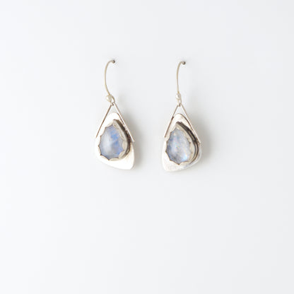 Small Teardrop Rainbow Moonstone Wing Earrings