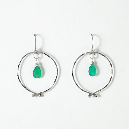 Orb Textured Hoops with Gem Drops