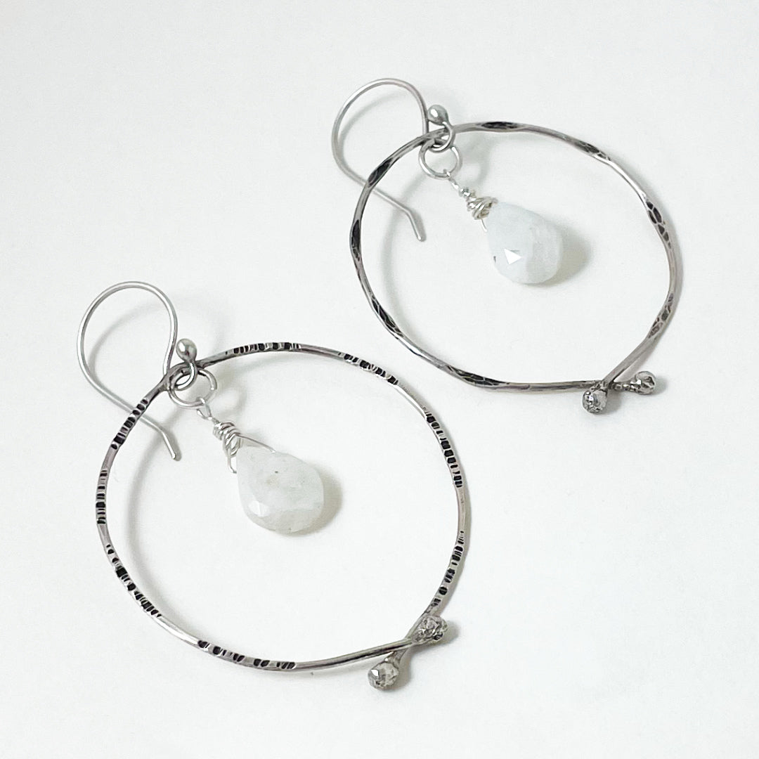 Orb Textured Hoops with Gem Drops