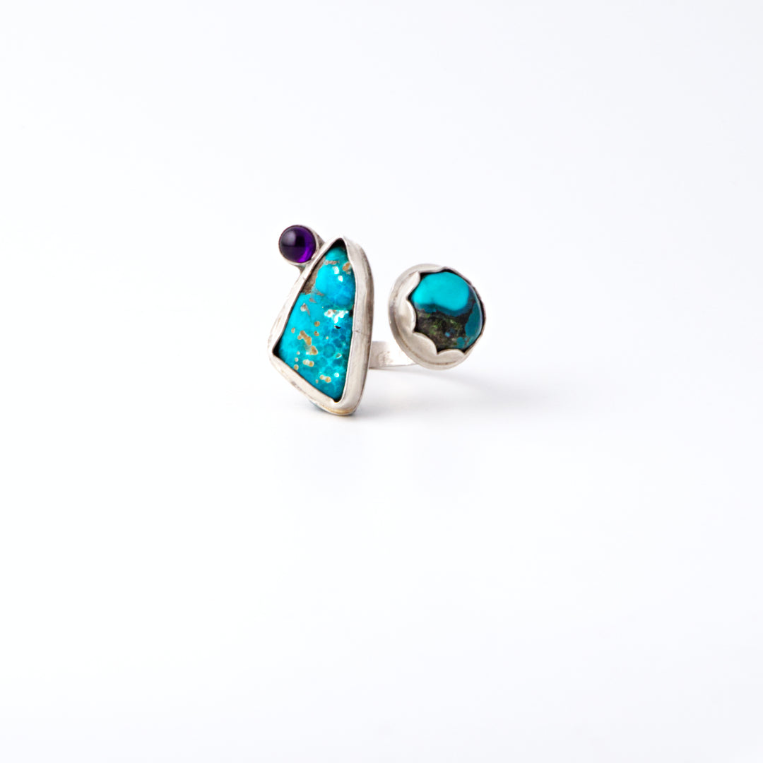 Amethyst Turquoise Adjustable Ring