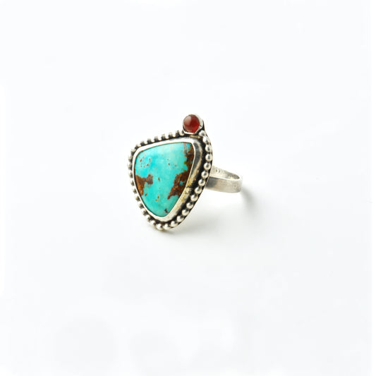 Turquoise & Carnelian Ring Size 9.5
