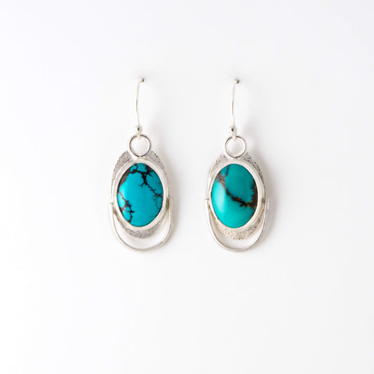 Turquoise Large Oval Omega Earrings